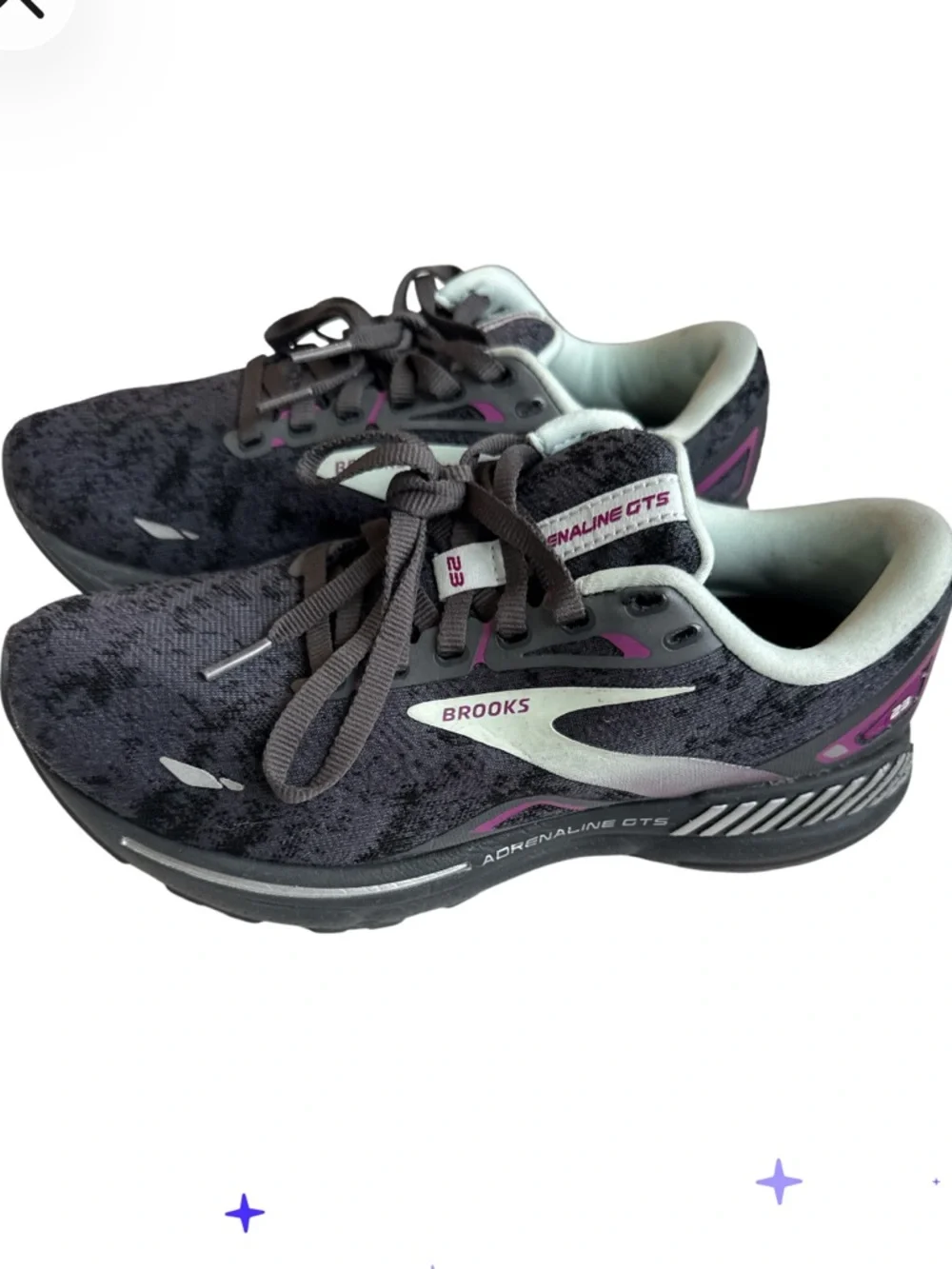 Brooks Womens Adrenaline GTS 23 1203811D072 Black Running Sneakers Sz 6.5